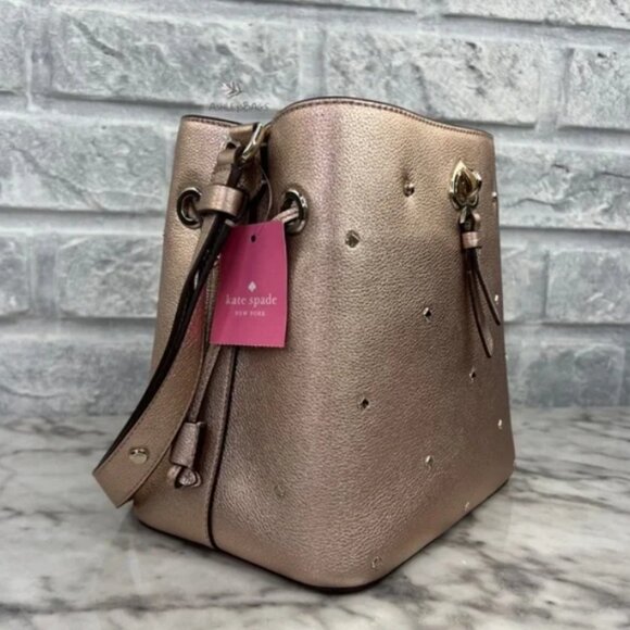 Kate Spade - Marti Small Studded Bucket - Shoulder Bag & Crossbody in Golden Pea - Picture 6 of 13